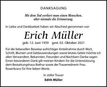 Traueranzeige von Erich Müller von Leipziger Volkszeitung