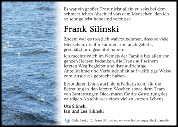 Traueranzeige von Frank Silinski von Märkischen Allgemeine Zeitung