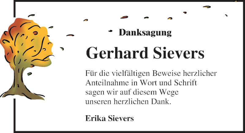  Traueranzeige für Gerhard Sievers vom 24.10.2021 aus Lübecker Nachrichten