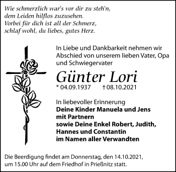 Traueranzeige von Günter Lori von Leipziger Volkszeitung