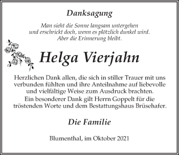 Traueranzeige von Helga Vierjahn von Märkischen Allgemeine Zeitung