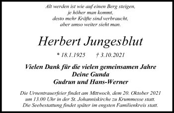 Traueranzeige von Herbert Jungesblut von Lübecker Nachrichten