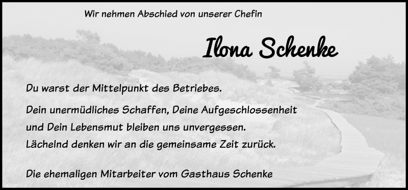  Traueranzeige für Ilona Schenke vom 15.10.2021 aus Eichsfelder Tageblatt