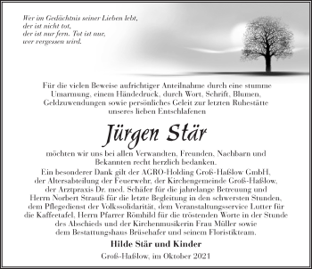 Traueranzeige von Jürgen Stär von Märkischen Allgemeine Zeitung