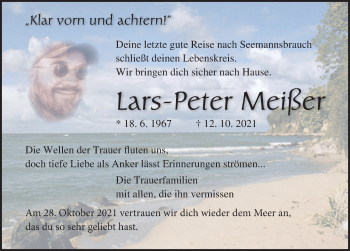 Traueranzeige von Lars-Peter Meier von Ostsee-Zeitung GmbH