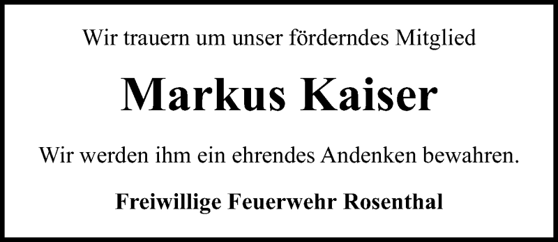  Traueranzeige für Markus Kaiser vom 30.10.2021 aus Peiner Allgemeine Zeitung