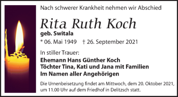 Traueranzeige von Rita Ruth Koch von Leipziger Volkszeitung