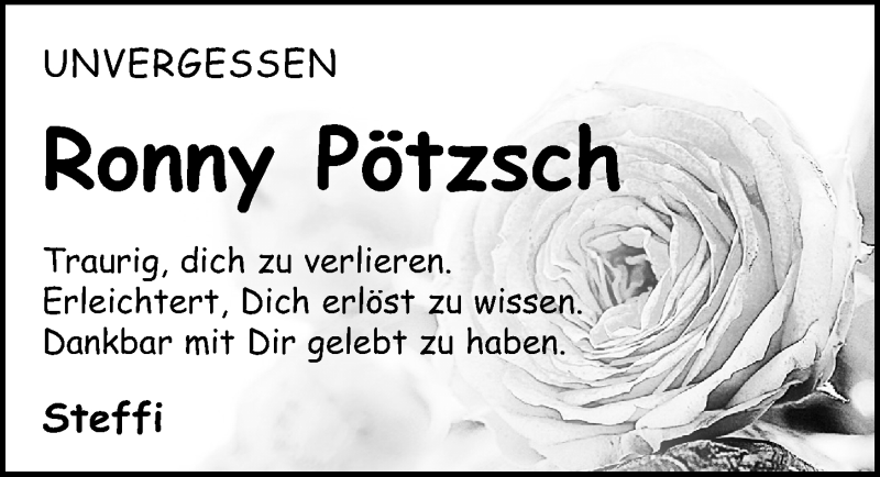  Traueranzeige für Ronny Pötzsch vom 01.10.2021 aus Leipziger Volkszeitung