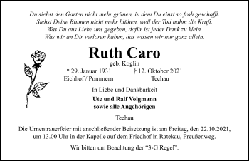 Traueranzeige von Ruth Caro von Lübecker Nachrichten
