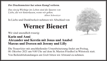 Traueranzeige von Werner Bienert von Märkischen Allgemeine Zeitung