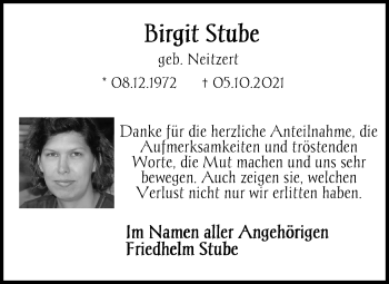Traueranzeige von Birgit Stube von Schaumburger Nachrichten