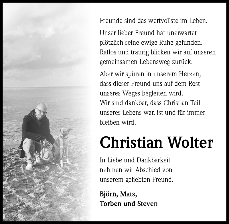  Traueranzeige für Christian Wolter vom 08.11.2021 aus Aller Zeitung