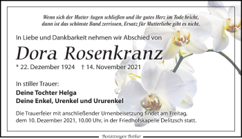 Traueranzeige von Dora Rosenkranz von Leipziger Volkszeitung