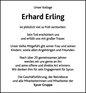 Traueranzeige von Erhard Erling von Göttinger Tageblatt