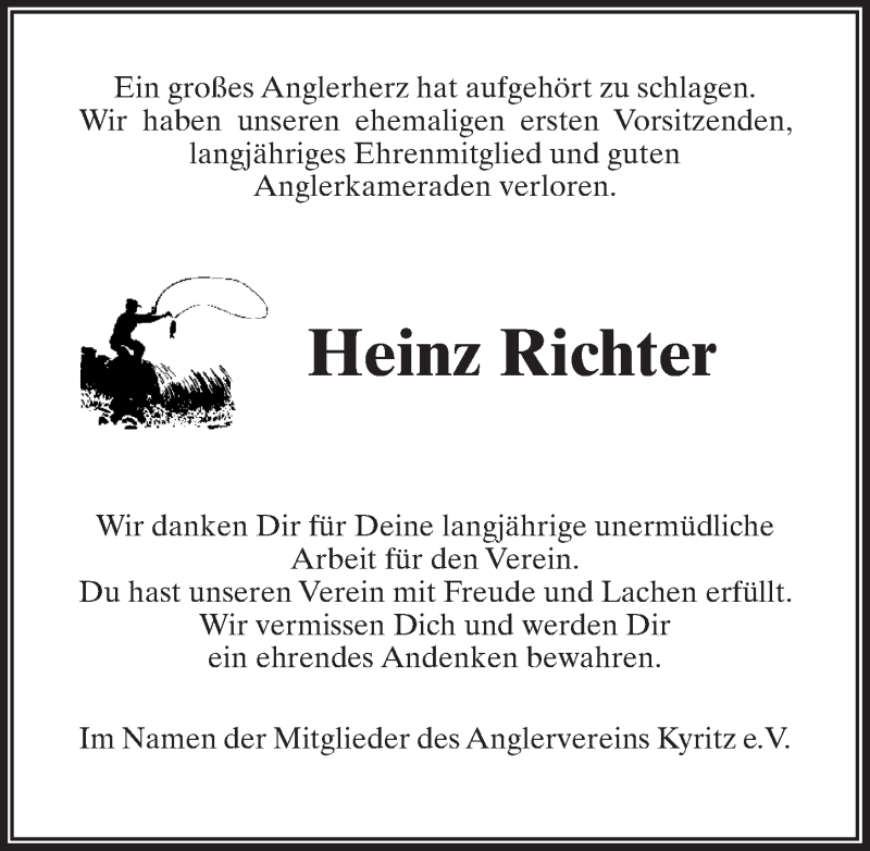  Traueranzeige für Heinz Richter vom 20.11.2021 aus Märkischen Allgemeine Zeitung