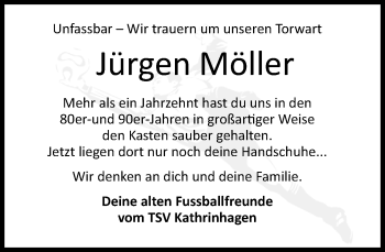 Traueranzeige von Jürgen Möller von Schaumburger Nachrichten