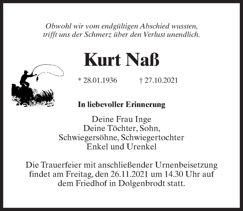  Traueranzeige für Kurt Naß vom 06.11.2021 aus Märkischen Allgemeine Zeitung
