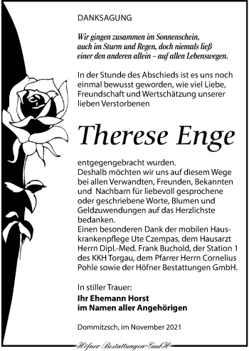 Traueranzeige von Therese Enge von Torgauer Zeitung