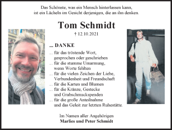 Traueranzeige von Tom Schmidt von Hannoversche Allgemeine Zeitung/Neue Presse