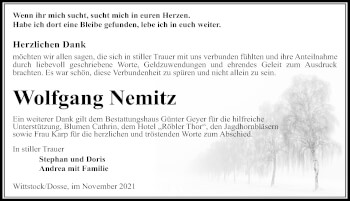 Traueranzeige von Wolfgang Neuritz von Märkischen Allgemeine Zeitung