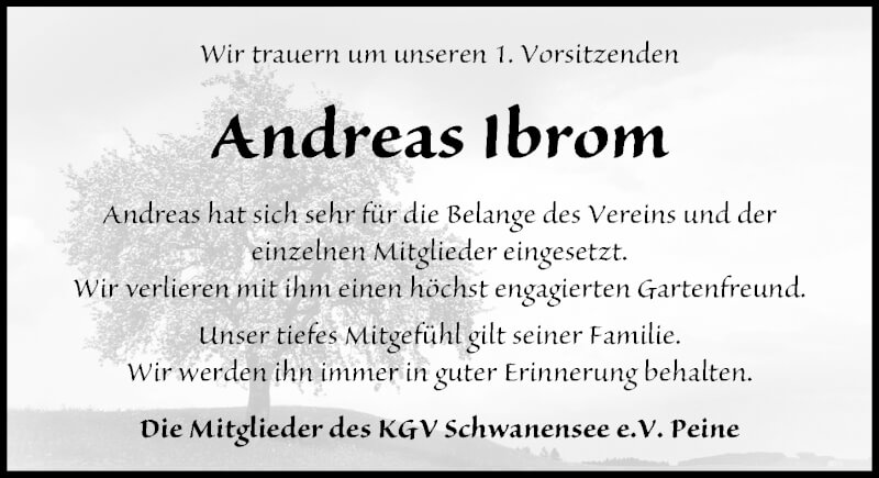  Traueranzeige für Andreas Ibrom vom 11.12.2021 aus Peiner Allgemeine Zeitung