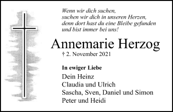 Traueranzeige von Annemarie Herzog von Aller Zeitung