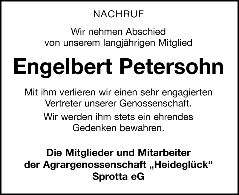  Traueranzeige für Engelbert Petersohn vom 18.12.2021 aus Leipziger Volkszeitung