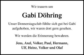 Traueranzeige von Gabi Döhring von Lübecker Nachrichten