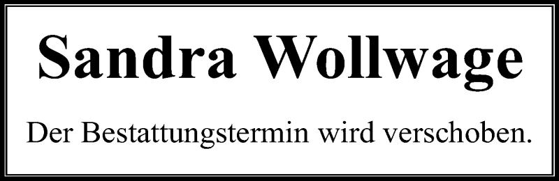  Traueranzeige für Sandra Wollwage vom 24.12.2021 aus Ostsee-Zeitung GmbH