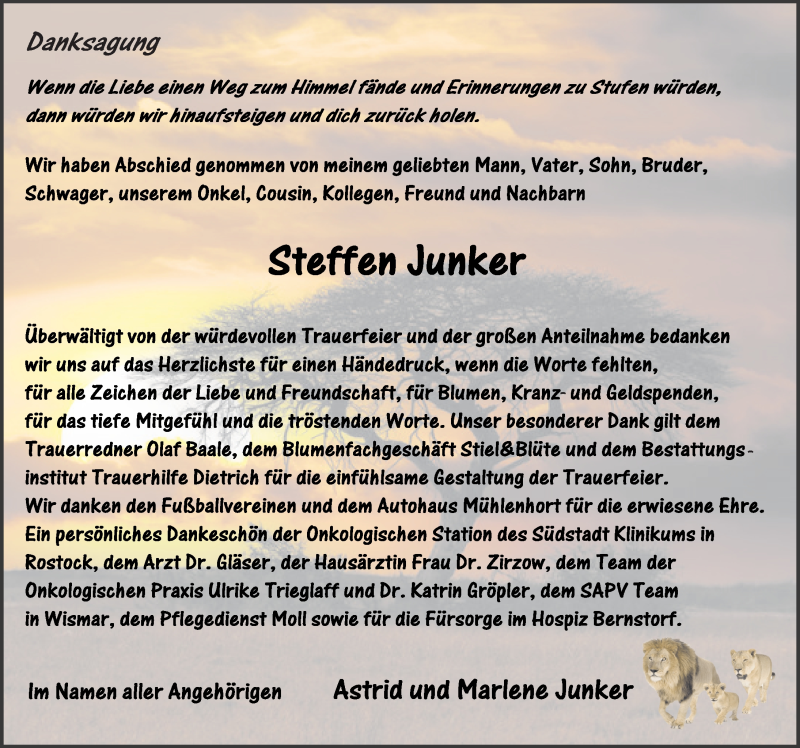  Traueranzeige für Steffen Junker vom 04.12.2021 aus Ostsee-Zeitung GmbH