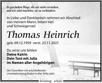 Traueranzeige von Thomas Heinrich von Leipziger Volkszeitung