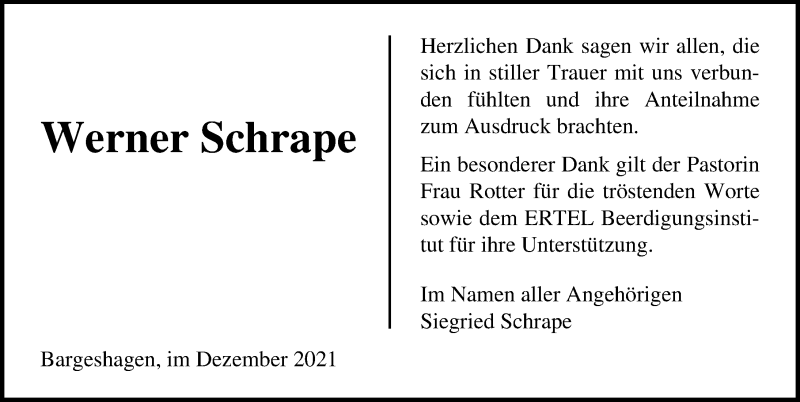 Traueranzeigen Von Werner Schrape | Trauer-anzeigen.de