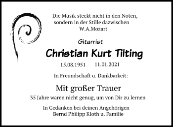 Traueranzeige von Christian Kurt Tilting von Lübecker Nachrichten