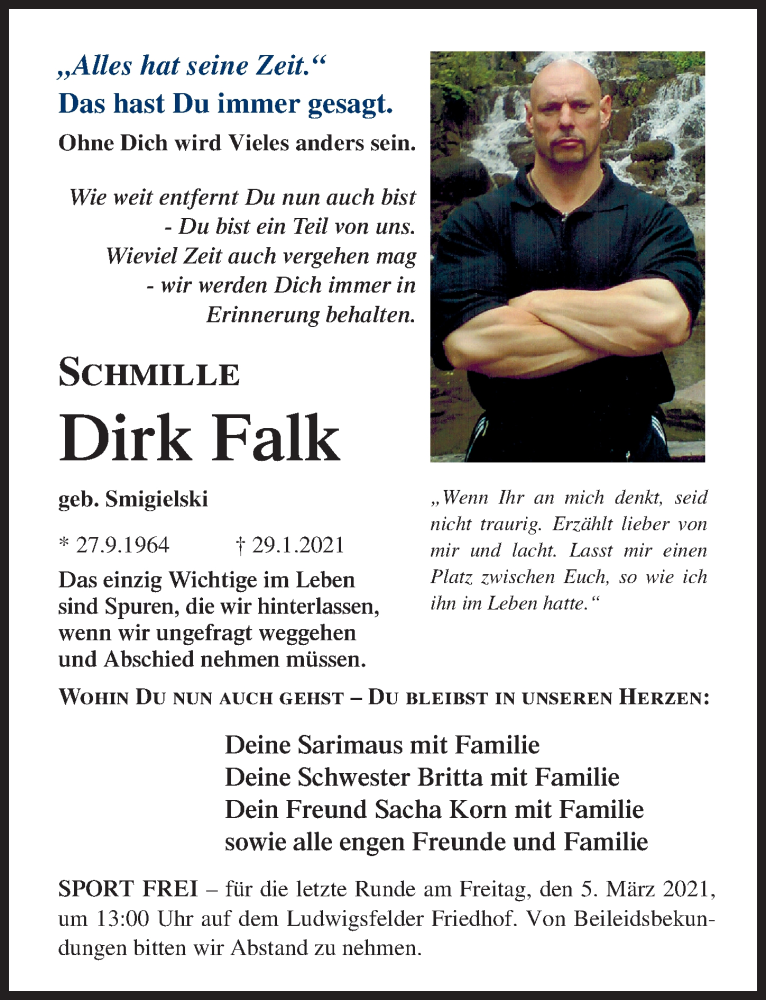  Traueranzeige für Dirk Falk vom 20.02.2021 aus Märkischen Allgemeine Zeitung