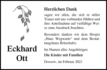 Traueranzeige von Eckhard Ott von Märkischen Allgemeine Zeitung