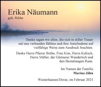 Traueranzeige von Erika Näumann