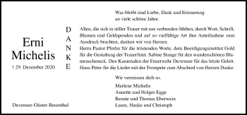 Traueranzeige von Erni Michelis von Lübecker Nachrichten