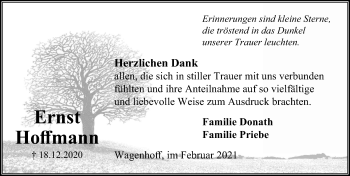 Traueranzeige von Ernst Hoffmann von Aller Zeitung