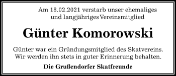 Traueranzeige von Günter Komorowski von Aller Zeitung