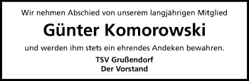 Traueranzeige von Günter Komorowski von Aller Zeitung