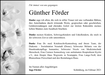 Traueranzeige von Günther Förder