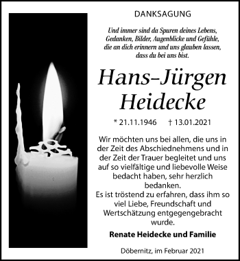 Traueranzeige von Hans-Jürgen Heidecke von Leipziger Volkszeitung