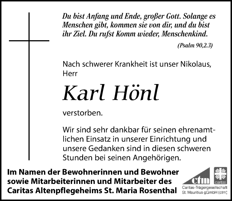  Traueranzeige für Karl Hönl vom 20.02.2021 aus Leipziger Volkszeitung