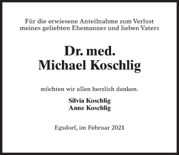 Traueranzeige von Michael Koschlig von Märkischen Allgemeine Zeitung