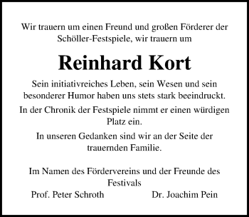 Traueranzeige von Reinhard Kort