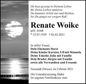 Traueranzeige von Renate Woike