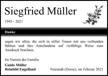 Traueranzeige von Siegfried Müller