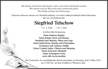 Traueranzeige von Siegfried Telschow von Märkischen Allgemeine Zeitung