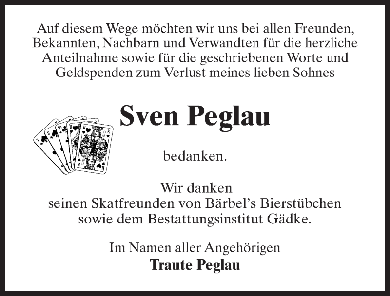  Traueranzeige für Sven Peglau vom 20.02.2021 aus Märkischen Allgemeine Zeitung