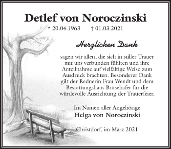 Traueranzeige von Detlef von Noroczinski von Märkischen Allgemeine Zeitung
